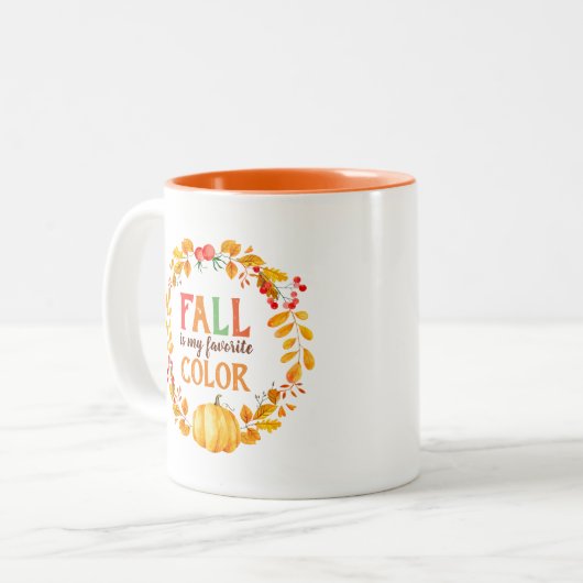 Herbst ist mein Lieblings-Farb-Herbstleaves Pumpki Zweifarbige Tasse (Vorderseite Links)