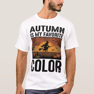 Herbst ist meine Lieblingsfarbe Halloween Hexen De T-Shirt