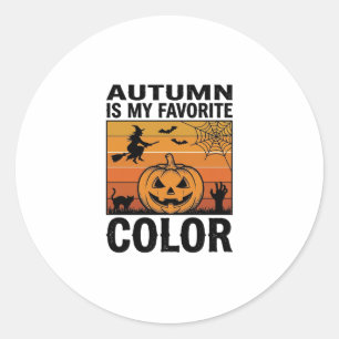Herbst ist meine Lieblingsfarbe Halloween Kürbis D Runder Aufkleber