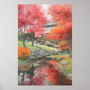 Herbst Japanische Moderne Gartenanlage Poster