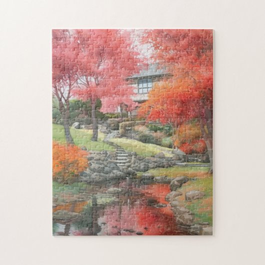 Herbst Japanische Moderne Gartenanlage Puzzle (Vertikal)