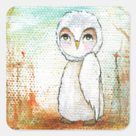 Herbst Joy Whimsical Woodland Owl Art Malerei Quadratischer Aufkleber