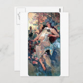 Herbst-Jugendstil-Poster aus Mucha Postkarte (Vorne/Hinten)