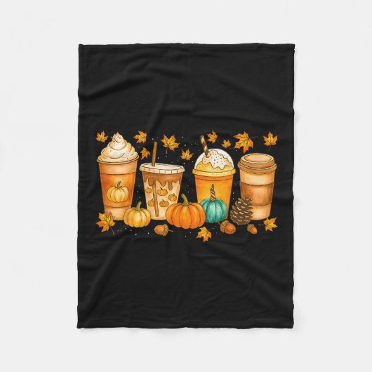 Herbst Kaffee Kürbis Gewürz Latte Getränke Herbst Fleecedecke (Vorderseite)