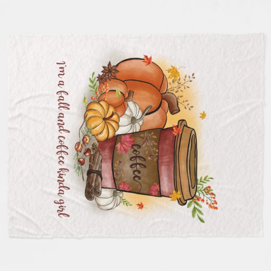 Herbst & Kaffee-Mädchen Fleece Blanket (Vorderseite (Horizontal))