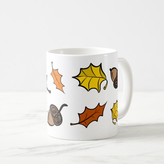 Herbst-Kaffeetasse - Blätter & Eicheln Kaffeetasse (VorderseiteRechts)