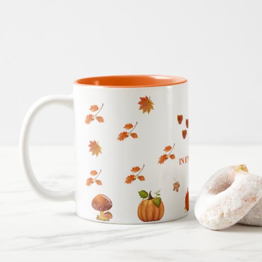 Herbst-Kaffeetasse  Zweifarbige Tasse (Mit Donut)