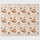 Herbst-Kaffeetassen und Blätter Gemütlicher Herbst Geschenkpapier (Flach)