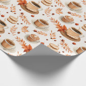 Herbst-Kaffeetassen und Blätter Gemütlicher Herbst Geschenkpapier (Ecke)