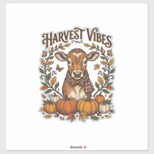 Herbst-Kalb-Shirt Vintage-Gravur-Ernte-Kürbis Aufkleber
