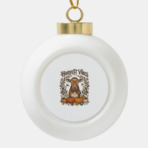 Herbst-Kalb-Shirt Vintage-Gravur Ernte Kürbis Keramik Kugel-Ornament