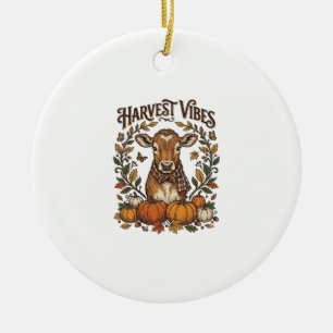 Herbst-Kalb-Shirt Vintage-Gravur-Ernte-Kürbis Keramik Ornament