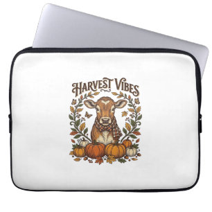 Herbst-Kalb-Shirt Vintage-Gravur Ernte Kürbis Laptopschutzhülle