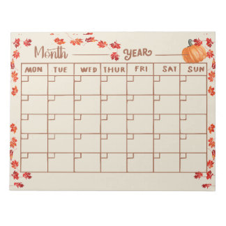 Herbst-Kalender-Erinnerungen Notizblock