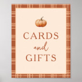 Herbst Kariert ein kleines Pumpkappenkarte und Ges Poster (Vorne)