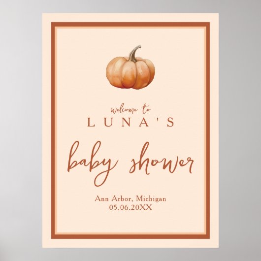 Herbst Kariert ein kleines Pumpkin Baby Dusche Wil Poster (Vorne)