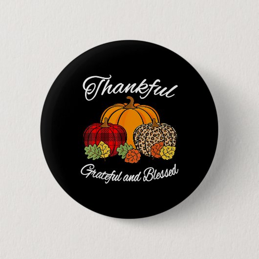 Herbst Kariert Leopard Pumpkin Herbst Erntedank Wo Button (Vorderseite)
