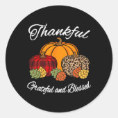 Herbst Kariert Leopard Pumpkin Herbstblase Ernteda Runder Aufkleber (Vorderseite)