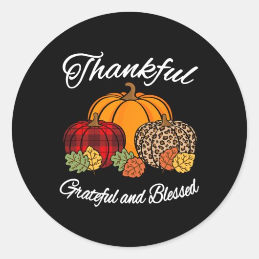 Herbst Kariert Leopard Pumpkin Herbstblase Ernteda Runder Aufkleber (Vorderseite)