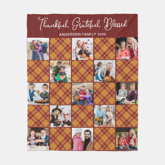 Herbst Kariert Personalisiert einzigartig 13 FotoC Fleecedecke (Vorderseite)