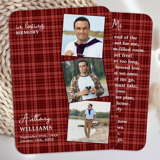 Herbst Karierte Beerdigung 3 Foto Gedenkkarte