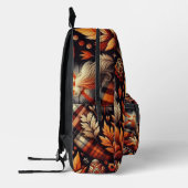 Herbst Karierte Blätter Orange Black Beige Bedruckter Rucksack (Links)