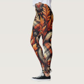 Herbst Karierte Blätter Orange Black Beige Leggings (Links)