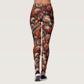 Herbst Karierte Blätter Orange Black Beige Leggings (Rückseite)