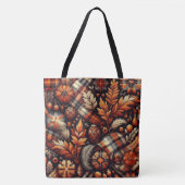 Herbst Karierte Blätter Orange Black Beige Tasche (Vorderseite)