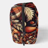 Herbst Karierte Blätter Orange Black Beige Waschbeutel (Rechts)