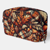 Herbst Karierte Blätter Orange Black Beige Waschbeutel (Rechte Ecke)