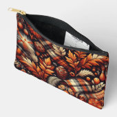 Herbst Karierte Blätter Orange Black Beige Zubehörtasche (Offen)