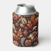 Herbst Karierte Blätter Orange Black Pattern Dosenkühler (Kanne Vorderseite)