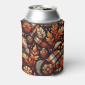 Herbst Karierte Blätter Orange Black Pattern Dosenkühler (Kanne Rückseite)