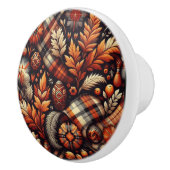 Herbst Karierte Blätter Orange Black Pattern Keramikknauf (Rechts)