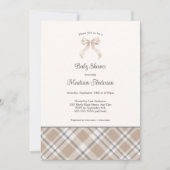Herbst Karierte Ribbon-neutrale Geschlechterdusche Einladung (Vorderseite)