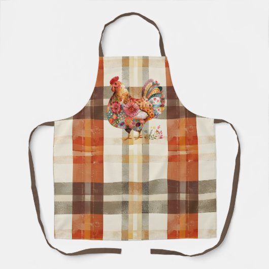 Herbst Karierte Schürze mit farbenfroher Rasterges (Vorderseite)