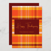 Herbst Karierte Wohngestaltung Herbst Abendessen Feiertagskarte (Vorne/Hinten)