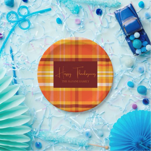 Herbst Karierte Wohngestaltung Herbst Erntedank Pappteller (Party)