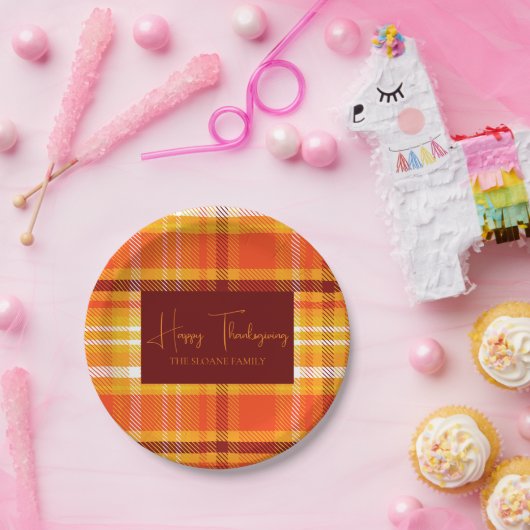 Herbst Karierte Wohngestaltung Herbst Erntedank Pappteller (Party)