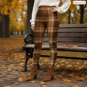 Herbst-Karo-Braun-Muster Herbst-Stil Leggings