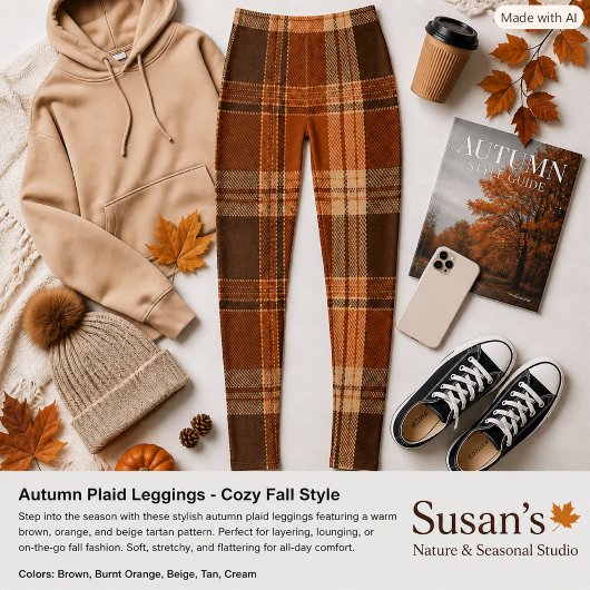 Herbst-Karo-Braun-Muster Herbst-Stil Leggings