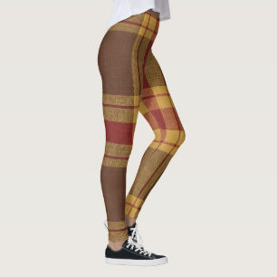 Herbst-Karo-Faux-Fabric-Leggings Leggings