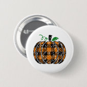 Herbst Karo Kürbis Button (Vorne & Hinten)
