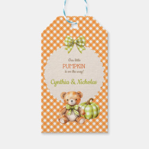 Herbst-Karotetten-Teddybär-Kürbis-Blätter Geschenkanhänger