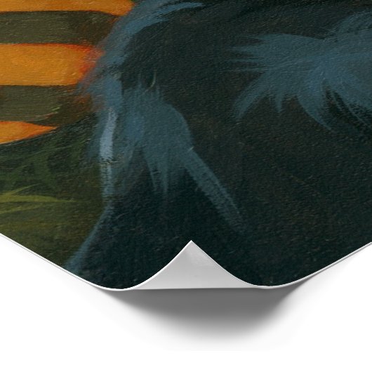 Herbst Kätzchen ART PRINT Halloween Faischwarze Ka Poster (Ecke)