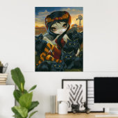 Herbst Kätzchen ART PRINT Halloween Faischwarze Ka Poster (Heimbüro)