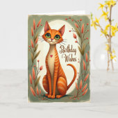 Herbst-Katze-Geburtstagskarte Karte (Gelbe Blume)