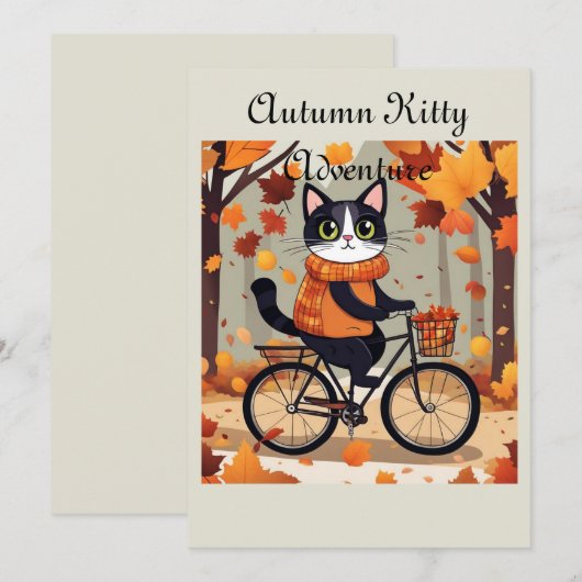 Herbst-Katzen-Abenteuer Dankeskarte (Vorne/Hinten)