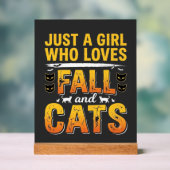 Herbst Katzen Mädchen Halloween Design_1 Acrylschild (Neutral)